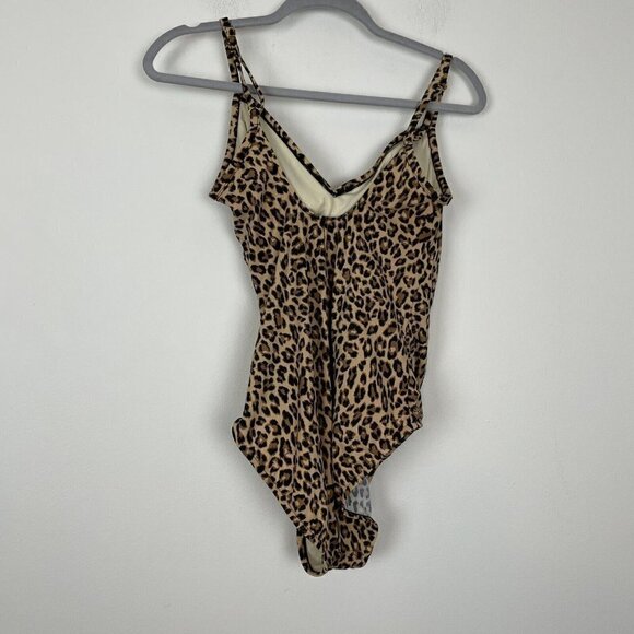 Aqua Green Women's Faux Wrap Animal Print One Piece Swimsuit Large - Picture 2 of 5